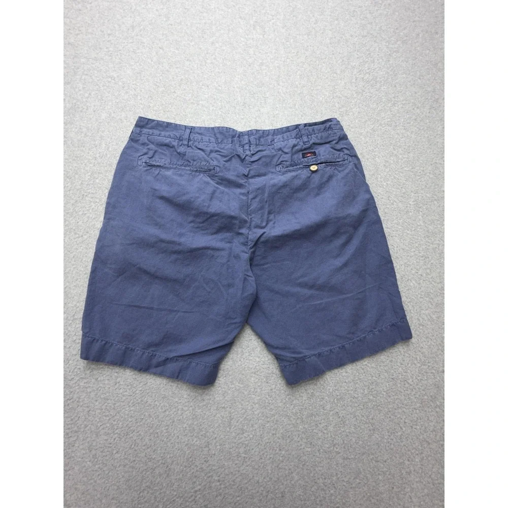 Faherty Shorts Mens 34 Blue Linen Cotton Chino 9 Inseam Lightweight Casual